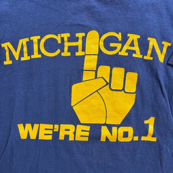 Vintage Michigan Ohio State Rivalry Graphic Blue Yellow Men's T-Shirt M - Picture 3 of 8